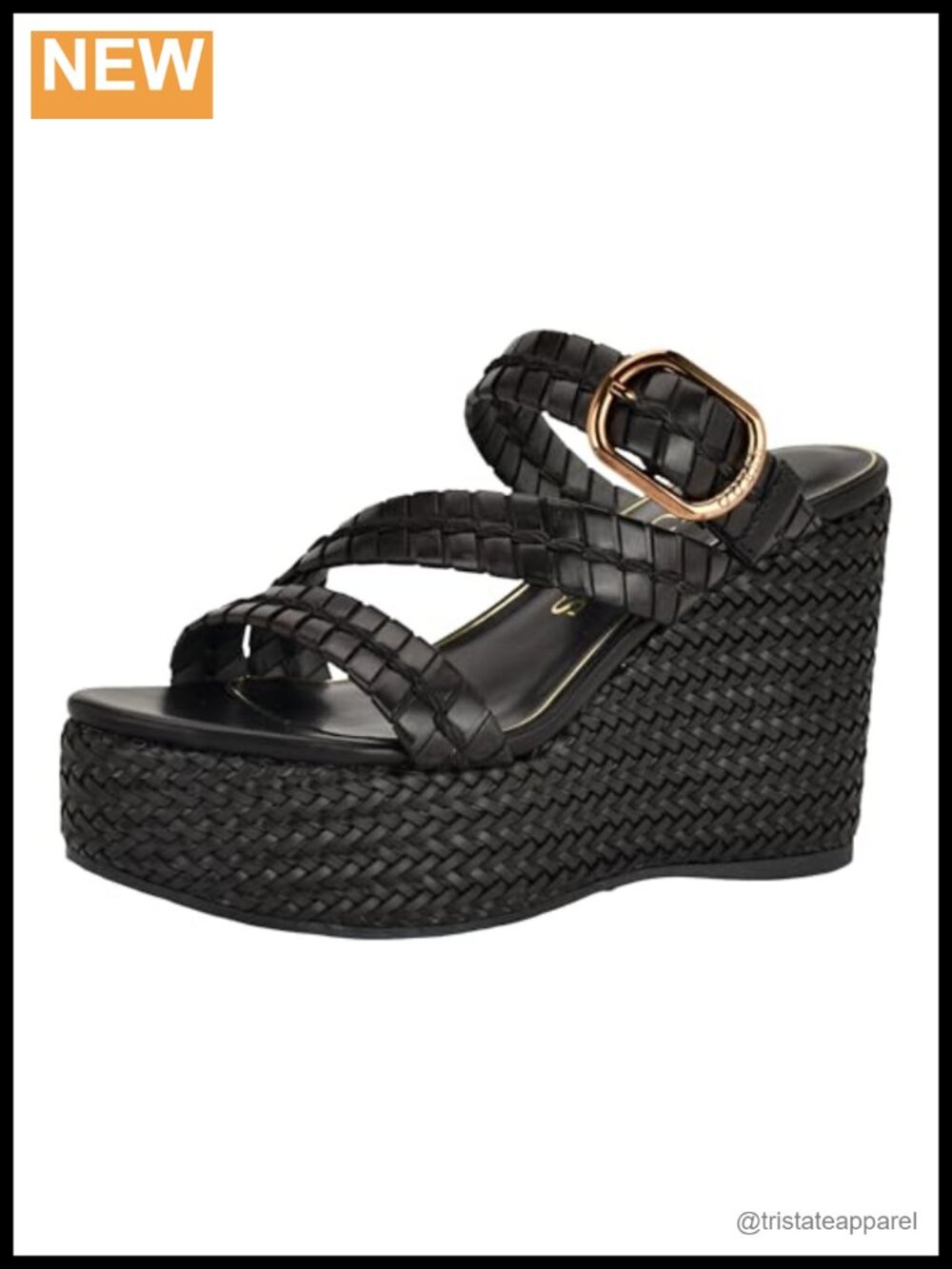 Faux Leather Wedge Sandals Buckle Slip On Platform Casual Shoes